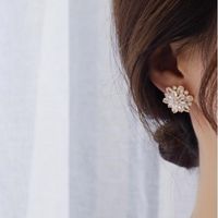 1 Pair Elegant Shiny Snowflake Plating Inlay Copper Zircon Gold Plated Ear Studs main image 2