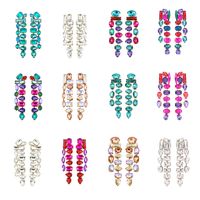 1 Pair Elegant Luxurious Shiny Square Water Droplets Inlay Alloy Rhinestones Drop Earrings main image 1