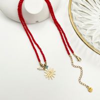304 Stainless Steel Gold Plated Chinoiserie Retro Beaded Plating Sun Crystal Pearl Beads sku image 1