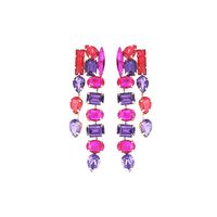 1 Pair Elegant Luxurious Shiny Square Water Droplets Inlay Alloy Rhinestones Drop Earrings sku image 11