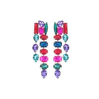 1 Pair Elegant Luxurious Shiny Square Water Droplets Inlay Alloy Rhinestones Drop Earrings sku image 12