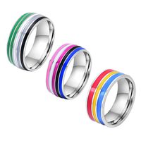 304 Stainless Steel Simple Style Epoxy Color Block Rings main image 10