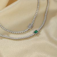 Glam Shiny Rectangle Copper Plating Inlay Zircon 14k Gold Plated Bracelets Necklace main image 2