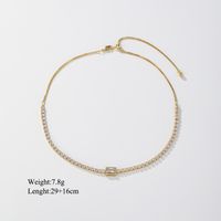 Glam Shiny Rectangle Copper Plating Inlay Zircon 14k Gold Plated Bracelets Necklace sku image 1