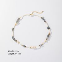 Vacation Round Freshwater Pearl Stone Plating 18k Gold Plated Necklace sku image 1