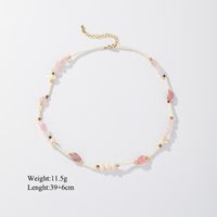 Vacation Round Freshwater Pearl Stone Plating 18k Gold Plated Necklace sku image 2