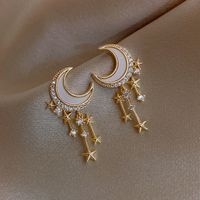 Elegant Star Moon Alloy Plating Inlay Rhinestones Women's Drop Earrings sku image 2