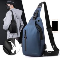 Men's Solid Color Nylon Zipper Crossbody Bag Women's Backpack main image 1