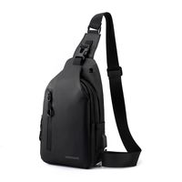 Men's Solid Color Nylon Zipper Crossbody Bag Women's Backpack sku image 1