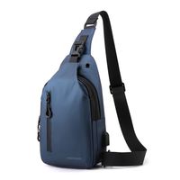 Men's Solid Color Nylon Zipper Crossbody Bag Women's Backpack sku image 3