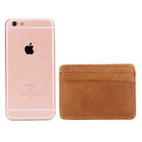 Unisex Solid Color Leather Open Card Holders main image 4