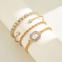 Wholesale Jewelry Streetwear Solid Color Metal Artificial Gemstones Inlay Cuff Bracelets Bracelets Tennis Bracelet main image 3