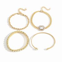 Wholesale Jewelry Streetwear Solid Color Metal Artificial Gemstones Inlay Cuff Bracelets Bracelets Tennis Bracelet main image 2