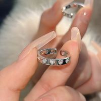 Sweet Heart Shape Copper Alloy Plating Inlay Artificial Diamond Women's Open Rings main image 1