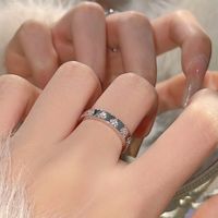Sweet Heart Shape Copper Alloy Plating Inlay Artificial Diamond Women's Open Rings main image 2