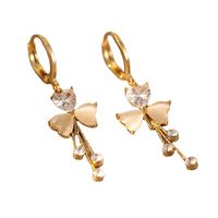 1 Pair Modern Style Leaf Inlay Copper Zircon Earrings main image 4