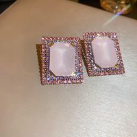 Vintage Style Heart Shape Alloy Plating Artificial Rhinestones Women's Earrings 1 Pair sku image 22