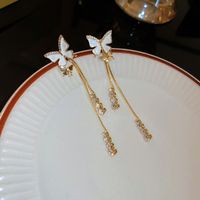 1 Pair Simple Style Butterfly Inlay Copper Zircon Drop Earrings main image 5