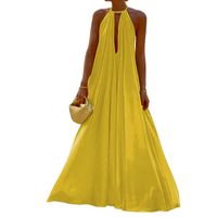 Women's Swing Dress Casual Vacation Deep V Sleeveless Solid Color Maxi Long Dress Holiday Beach main image 4