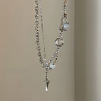 Casual Simple Style Star Heart Shape Rectangle Titanium Steel Plating Inlay Zircon Pendant Necklace sku image 3
