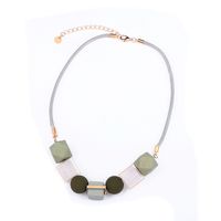 Casual Simple Style Square Ball Artificial Crystal Wooden Beads Wholesale Necklace main image 2