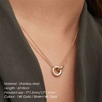 Simple Style Solid Color Stainless Steel Plating Gold Plated Layered Necklaces main image 5