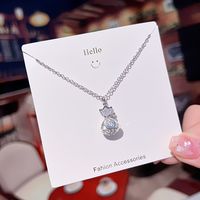 Ig Style Sweet Four Leaf Clover Butterfly Shell Titanium Steel Plating Inlay Opal Shell Zircon Pendant Necklace sku image 57