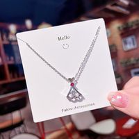 Ig Style Sweet Four Leaf Clover Butterfly Shell Titanium Steel Plating Inlay Opal Shell Zircon Pendant Necklace sku image 38