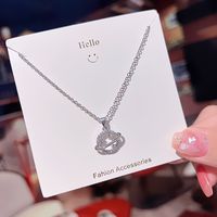 Ig Style Sweet Four Leaf Clover Butterfly Shell Titanium Steel Plating Inlay Opal Shell Zircon Pendant Necklace sku image 39