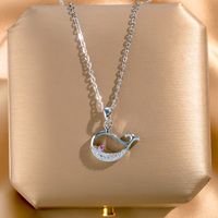 Ig Style Sweet Four Leaf Clover Butterfly Shell Titanium Steel Plating Inlay Opal Shell Zircon Pendant Necklace sku image 33