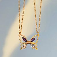 Wholesale Jewelry Vacation Modern Style Sweet Butterfly Alloy Rhinestones Inlay Pendant Necklace main image 5