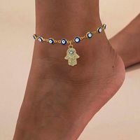 Wholesale Jewelry Vacation Beach Round Palm Eye Titanium Steel Zircon 18k Gold Plated Anklet main image 4