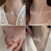 Simple Style Round Natural Stone Freshwater Pearl Copper Plating Gold Plated Necklace main image 1