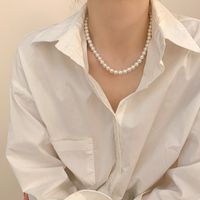 Simple Style Round Natural Stone Freshwater Pearl Copper Plating Gold Plated Necklace sku image 4