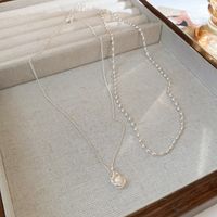 Simple Style Round Natural Stone Freshwater Pearl Copper Plating Gold Plated Necklace main image 4
