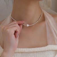Simple Style Round Natural Stone Freshwater Pearl Copper Plating Gold Plated Necklace main image 3