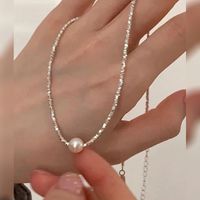 Simple Style Round Natural Stone Freshwater Pearl Copper Plating Gold Plated Necklace sku image 17