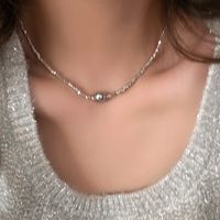 Simple Style Round Natural Stone Freshwater Pearl Copper Plating Gold Plated Necklace sku image 21