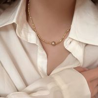Simple Style Round Natural Stone Freshwater Pearl Copper Plating Gold Plated Necklace sku image 20