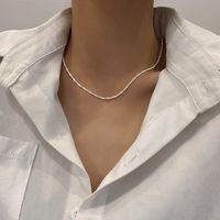 Simple Style Round Natural Stone Freshwater Pearl Copper Plating Gold Plated Necklace sku image 3