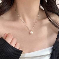 Simple Style Round Natural Stone Freshwater Pearl Copper Plating Gold Plated Necklace sku image 7
