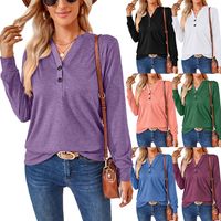 Women's Blouse Long Sleeve Blouses Patchwork Button Simple Style Solid Color main image 2