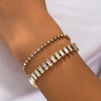 Simple Style Classic Style Shiny Round Rectangle Iron Inlay Glass Women's Bracelets main image 1