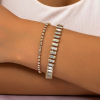 Simple Style Classic Style Shiny Round Rectangle Iron Inlay Glass Women's Bracelets main image 5