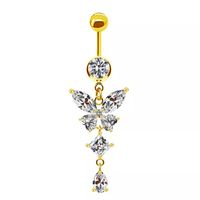 Simple Style Letter Butterfly Stainless Steel Alloy Copper Plating Inlay Alloy Zircon White Gold Plated Gold Plated Silver Plated Belly Ring sku image 10