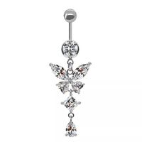 Simple Style Letter Butterfly Stainless Steel Alloy Copper Plating Inlay Alloy Zircon White Gold Plated Gold Plated Silver Plated Belly Ring sku image 9