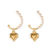 1 Pair Ig Style Heart Shape Flower Plating Inlay Alloy Artificial Pearls 14k Gold Plated Drop Earrings sku image 1