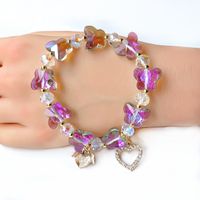Simple Style Heart Shape Bow Knot Glass Beaded Women's Bracelets 1 Piece sku image 1