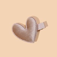 Cute Heart Shape Gold Velvet Hair Clip sku image 3