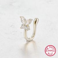1 Piece Lady Butterfly Inlay Sterling Silver Zircon 18k Gold Plated White Gold Plated Ear Cuffs sku image 2